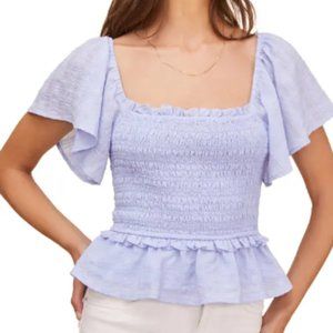 ASTR the Label January Smocked Top in Periwinkle